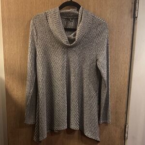 Jones New York Textured Silver Cowl Neck Sweater/M